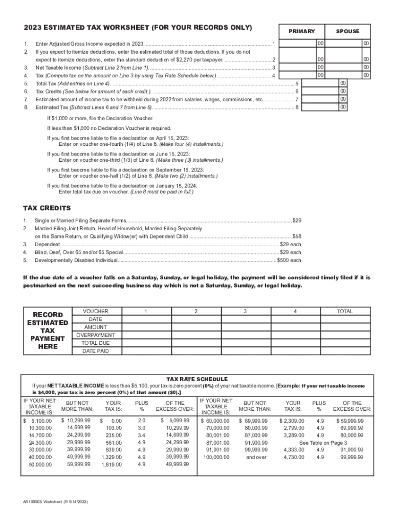 Arkansas estimated tax Fill out & sign online DocHub