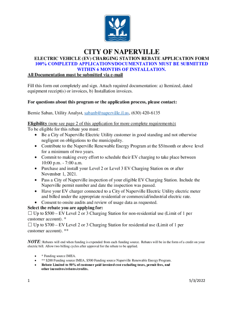 Fillable Online Electric Vehicle Charging Station Rebate The City of