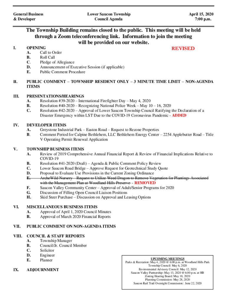 Fillable Online revised Lower Saucon Township Fax Email Print pdfFiller