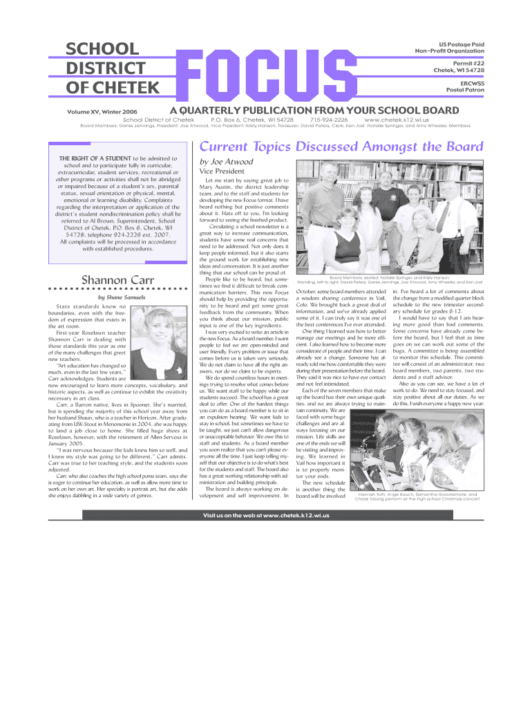 Fillable Online chetek k12 wi SCHOOL DISTRICT OF CHETEK FOCUS US