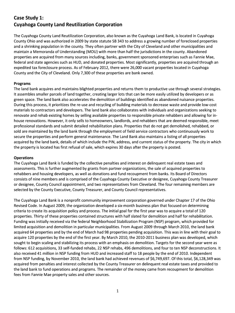 Fillable Online The Cuyahoga County Land Reutilization Corporation