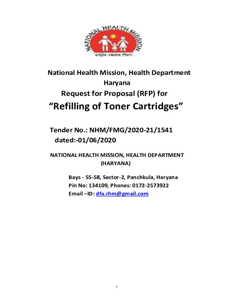 Fillable Online Request for Proposal (RFP) for Refilling of Toner