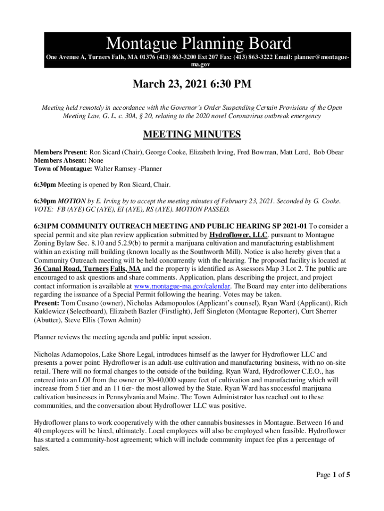 Fillable Online Montague Planning Board Town of Montague, MA Fax