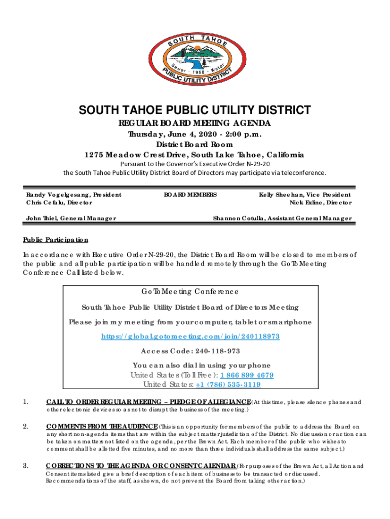 Fillable Online public notice of El Dorado County Water Agency Fax
