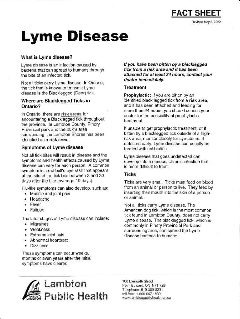 Fillable Online Lyme Disease (Tickborne borreliosis, Lyme arthritis