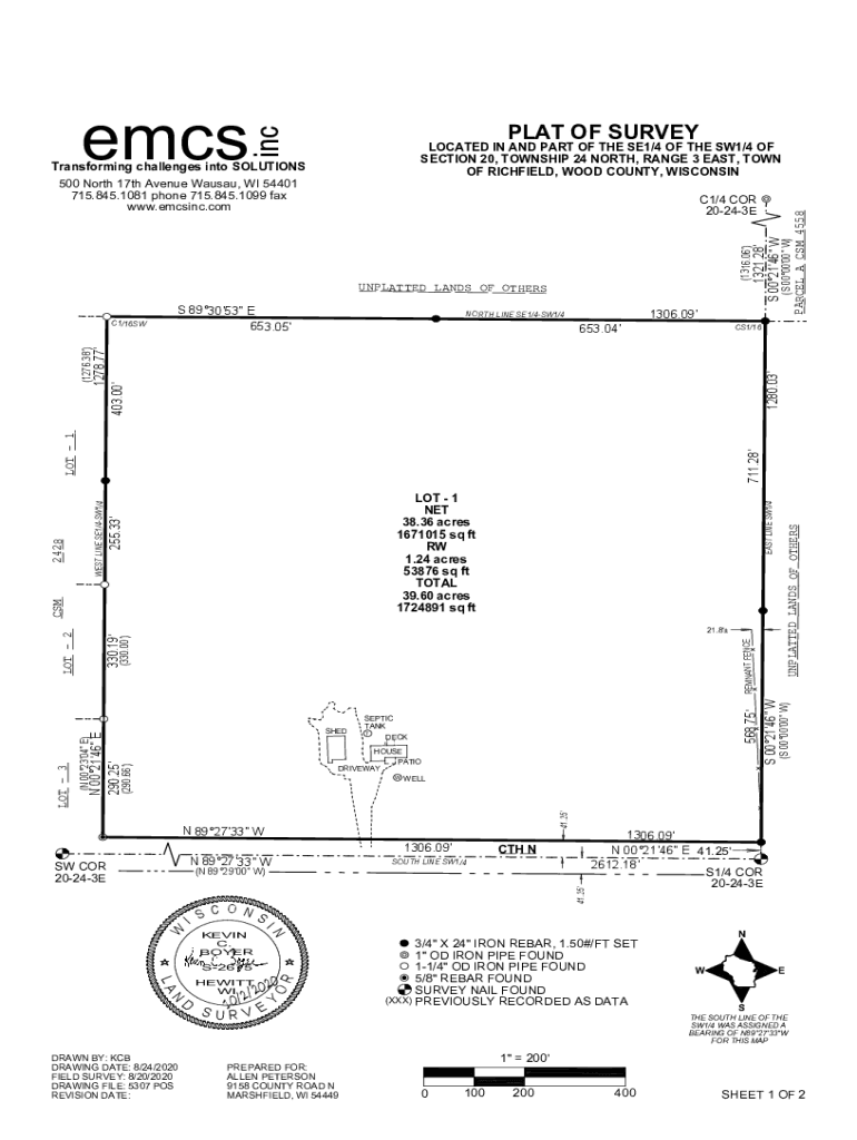 Fillable Online PLAT OF SURVEY Wood County Land Records Fax Email