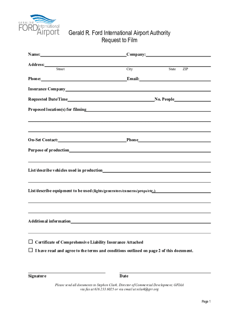 Fillable Online Grand Rapids Gerald R. Ford Airport (GRR) Car Rental