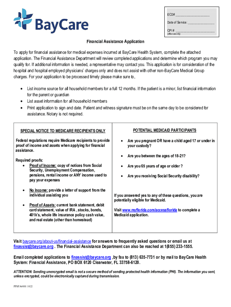 Baycare financial assistance Fill out & sign online DocHub