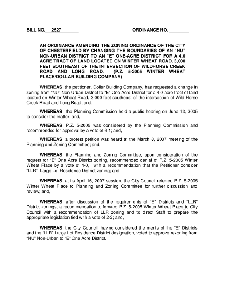 Fillable Online City of Chesterfield, MO Zoning Districts And Uses