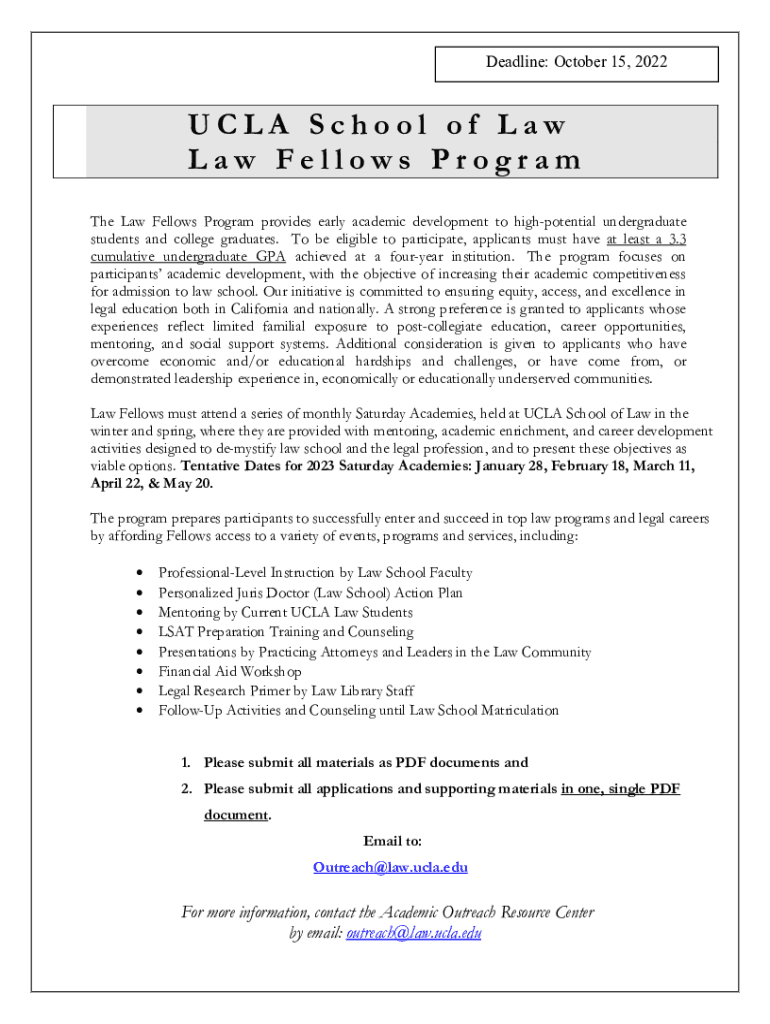 Fillable Online Ucla law school application deadline 2024