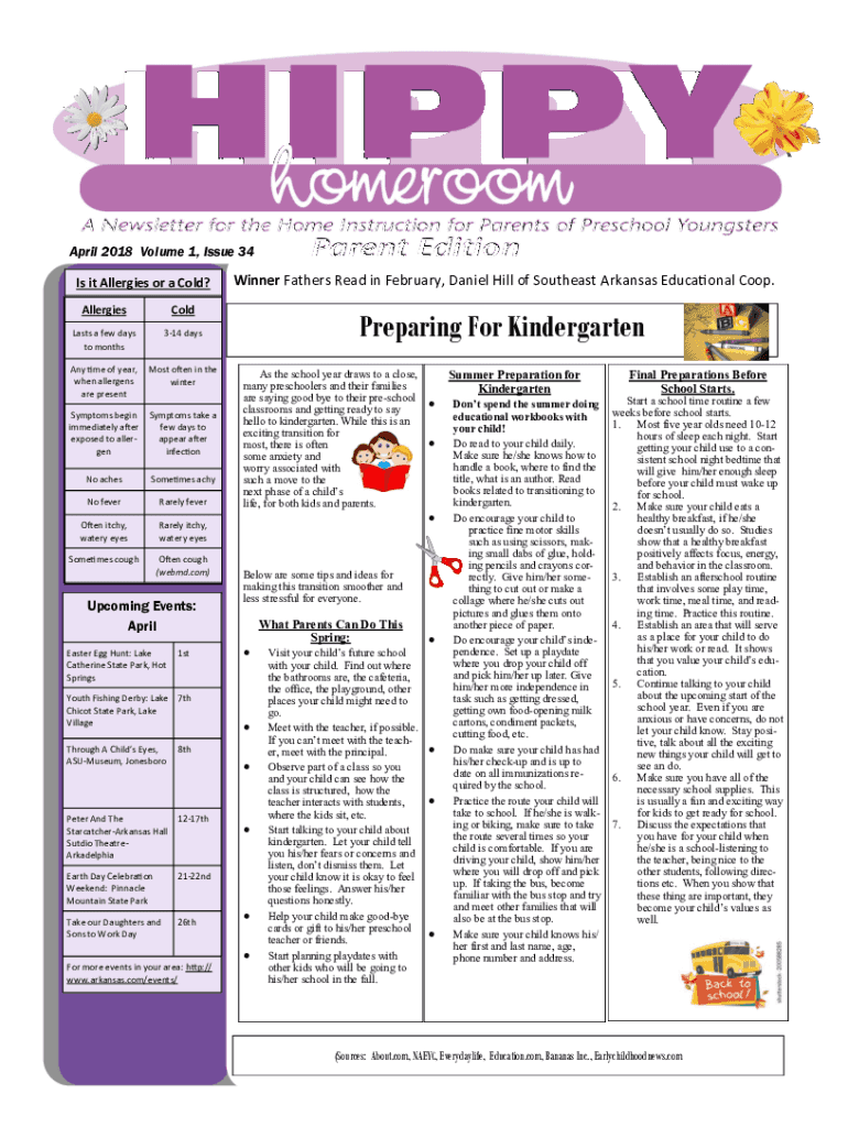 Fillable Online Preparing For Kindergarten Arkansas Home Visiting