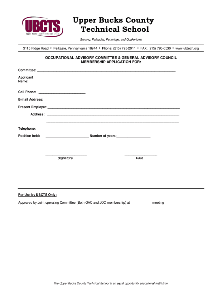 Fillable Online Upper Bucks County Technical School Joint Operating
