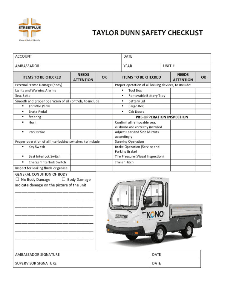 Fillable Online TaylorDunn Golf Cart Driver Familiarization Vehicle