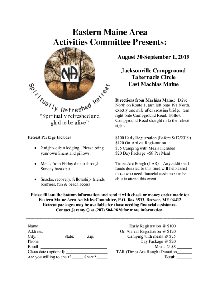 Fillable Online Jacksonville Camp GroundHome of the East Machias Camp