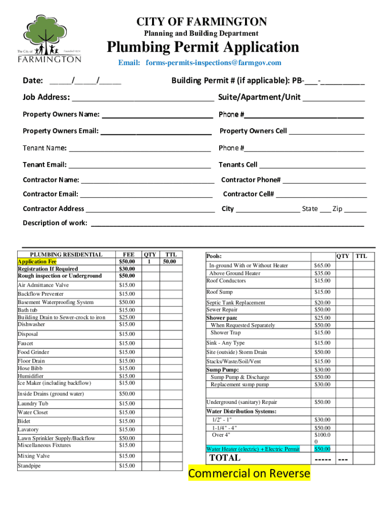Fillable Online Forms and Permits Farmington, MI Fax Email Print