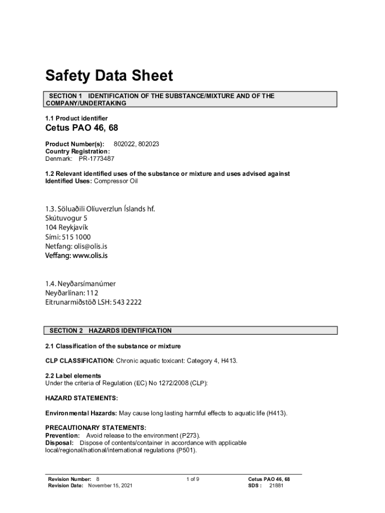 Fillable Online SAFETY DATA SHEET SECTION 1 Fax Email Print pdfFiller