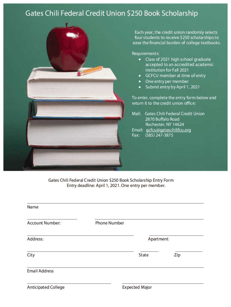 Fillable Online Gates Chili Federal Credit Union Book Scholarship 2022