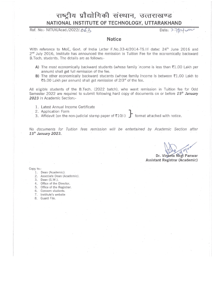 Fillable Online nituk ac Fee Structure Malaviya National Institute of