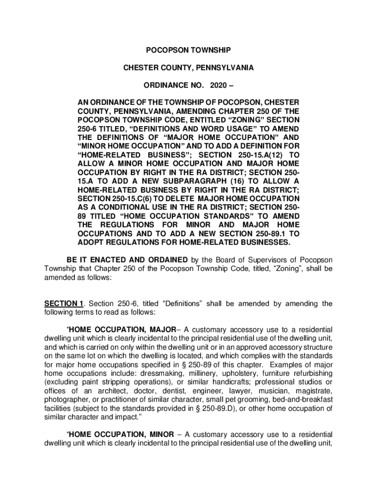 Fillable Online ShortTermRentalszoningamend.pdf Pocopson Township