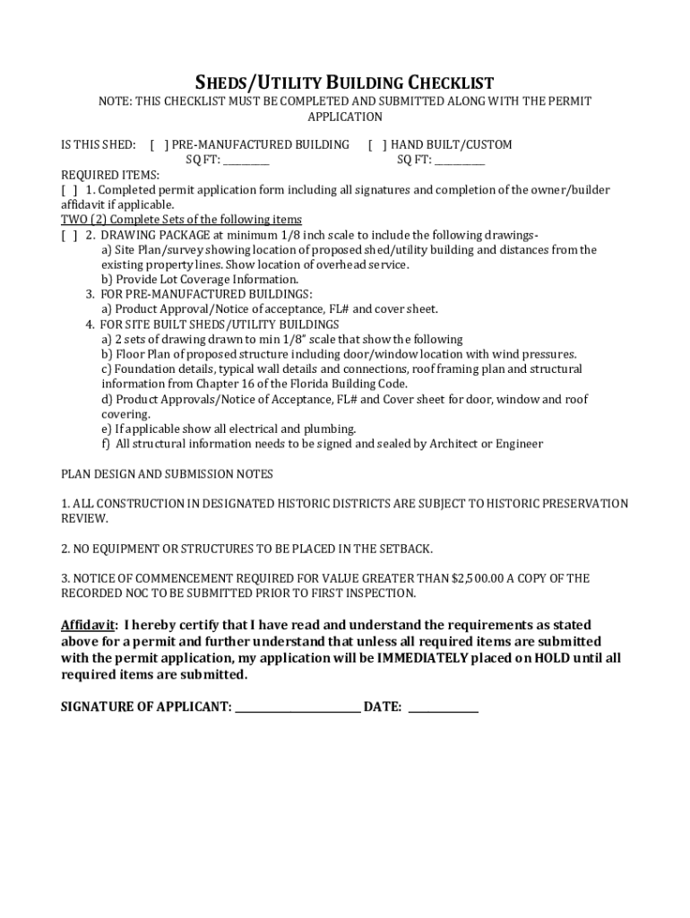 Fillable Online Shed Building Permit Application Fax