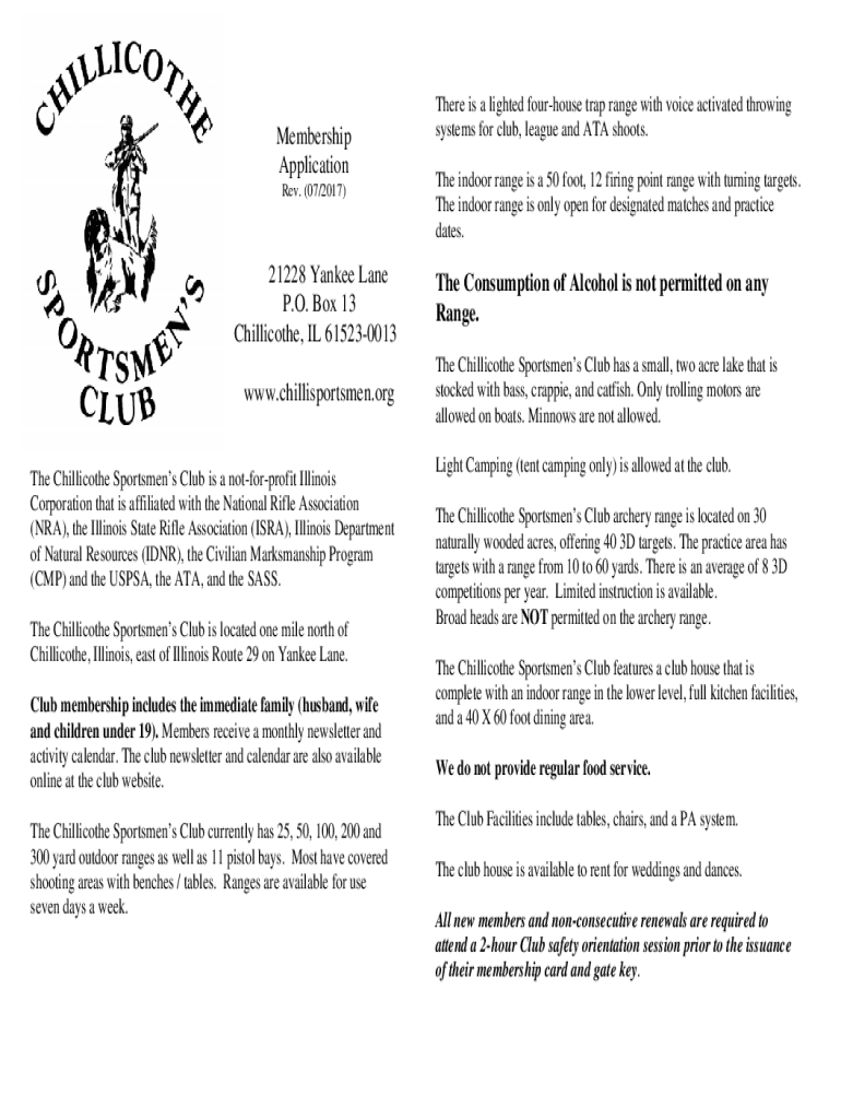 Fillable Online chillicothe sportsmens club Shoots, Clubs, States & Zones Fax Email Print