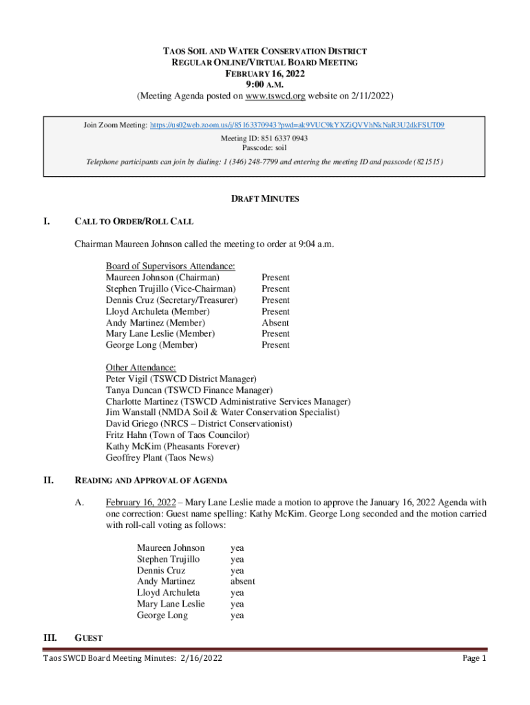 Fillable Online TAOS SOIL AND WATER CONSERVATION DISTRICT Fax Email