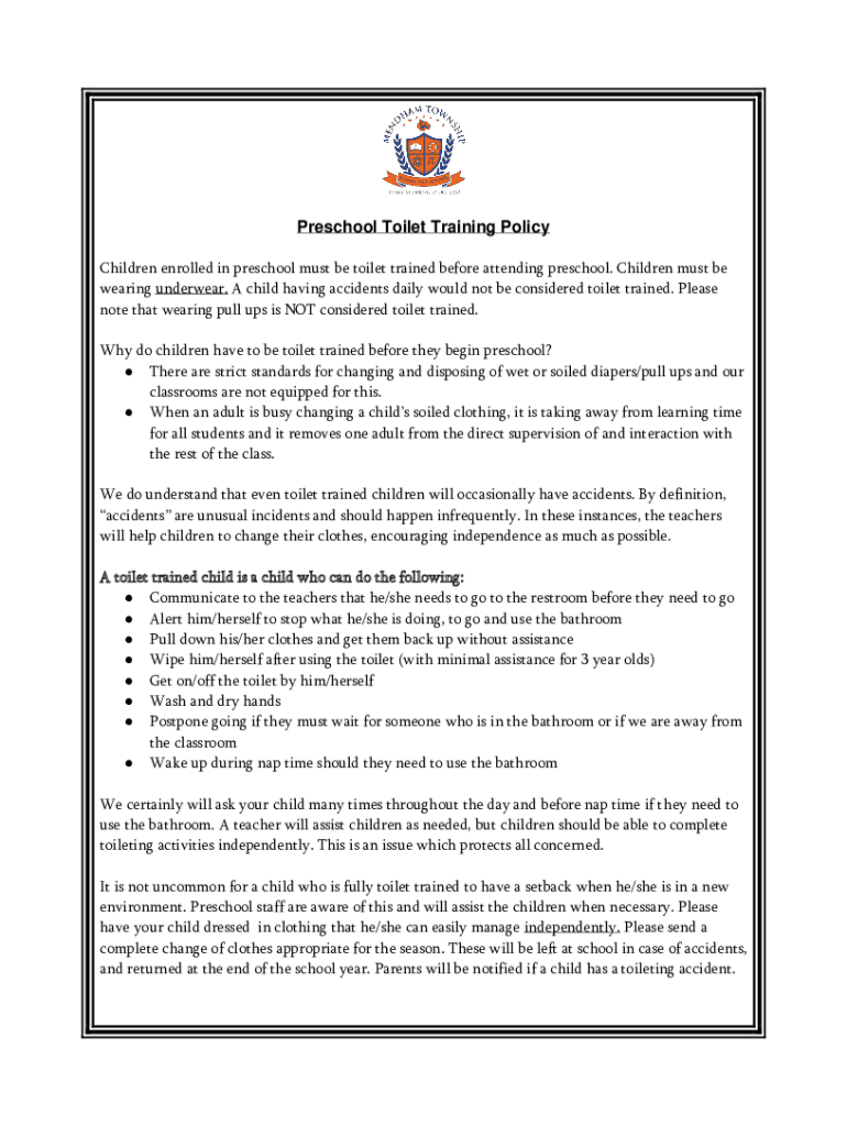 Fillable Online Potty Training Letter To Parents Blog Fax