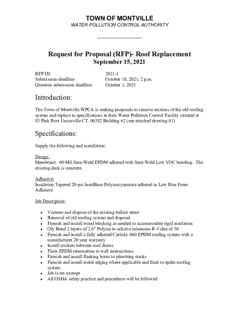 Fillable Online Request for Proposal (RFP) Roof Replacement