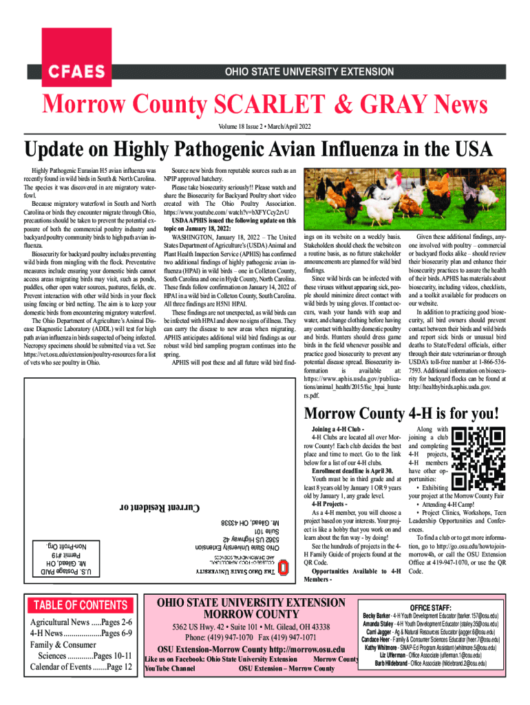 Fillable Online morrow osu Scarlet... Ohio State University Extension