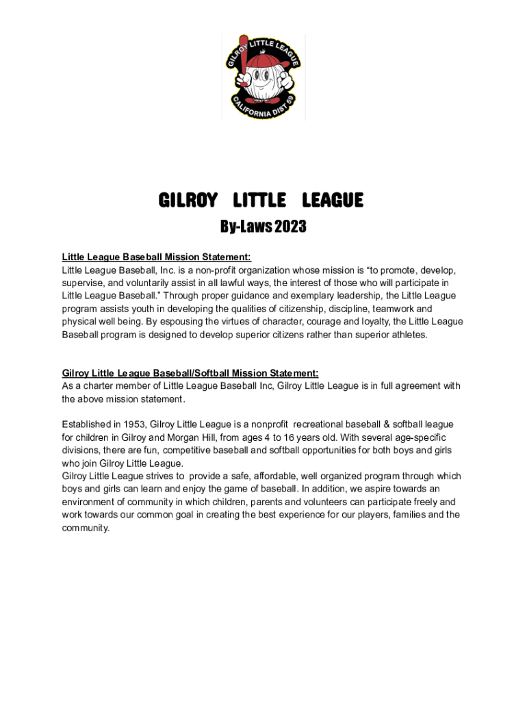 Fillable Online Mission Statement Little League Baseball Fax Email