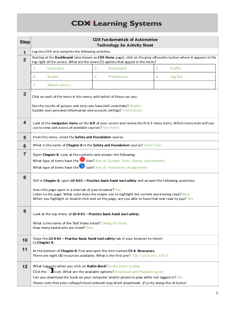 Fillable Online CDX Automotive Engine Performance, Sample Chapter 12