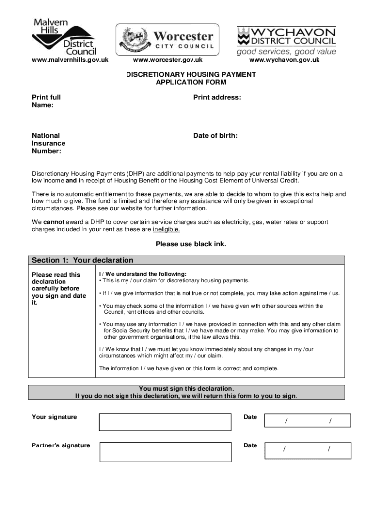 Discretionary housing payment Fill out & sign online DocHub