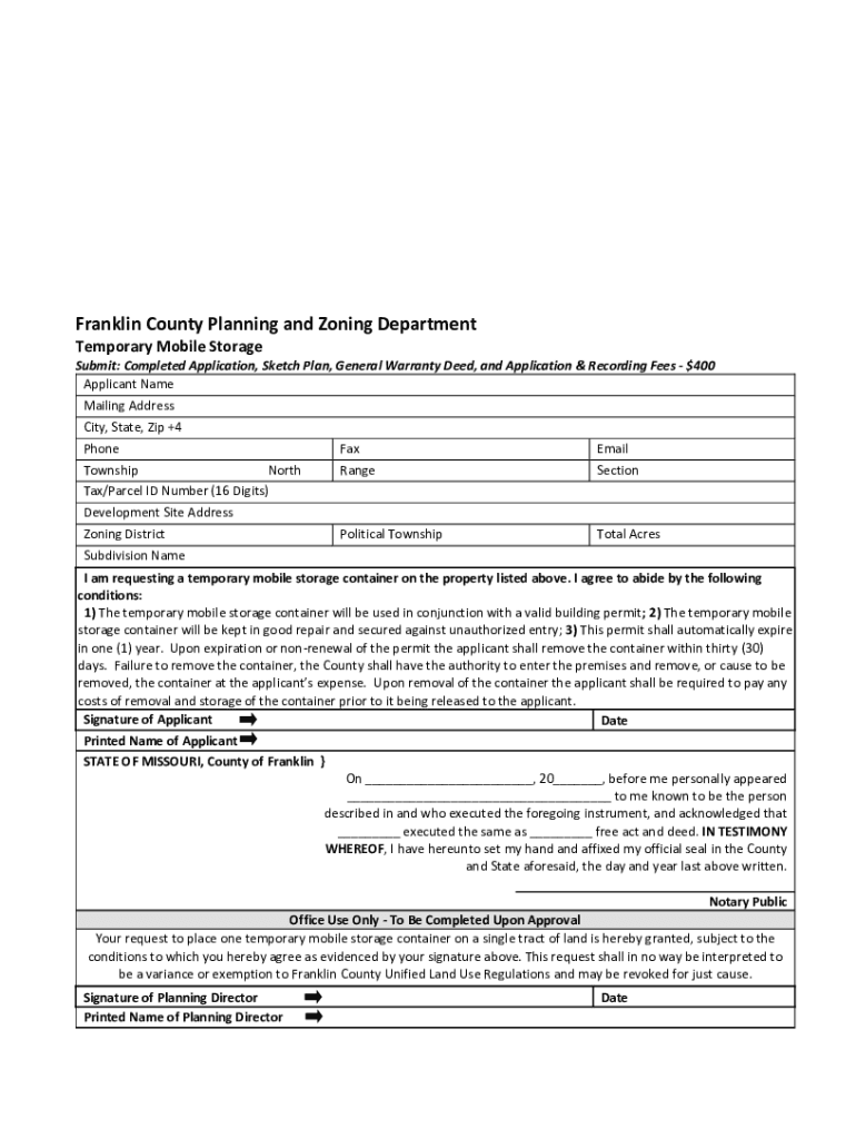 Fillable Online Franklin County Planning and Zoning Department