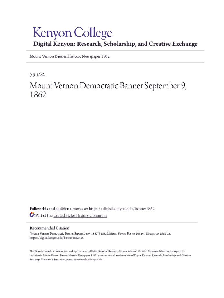 Fillable Online Mount Vernon Banner Historic Newspaper Digital Kenyon