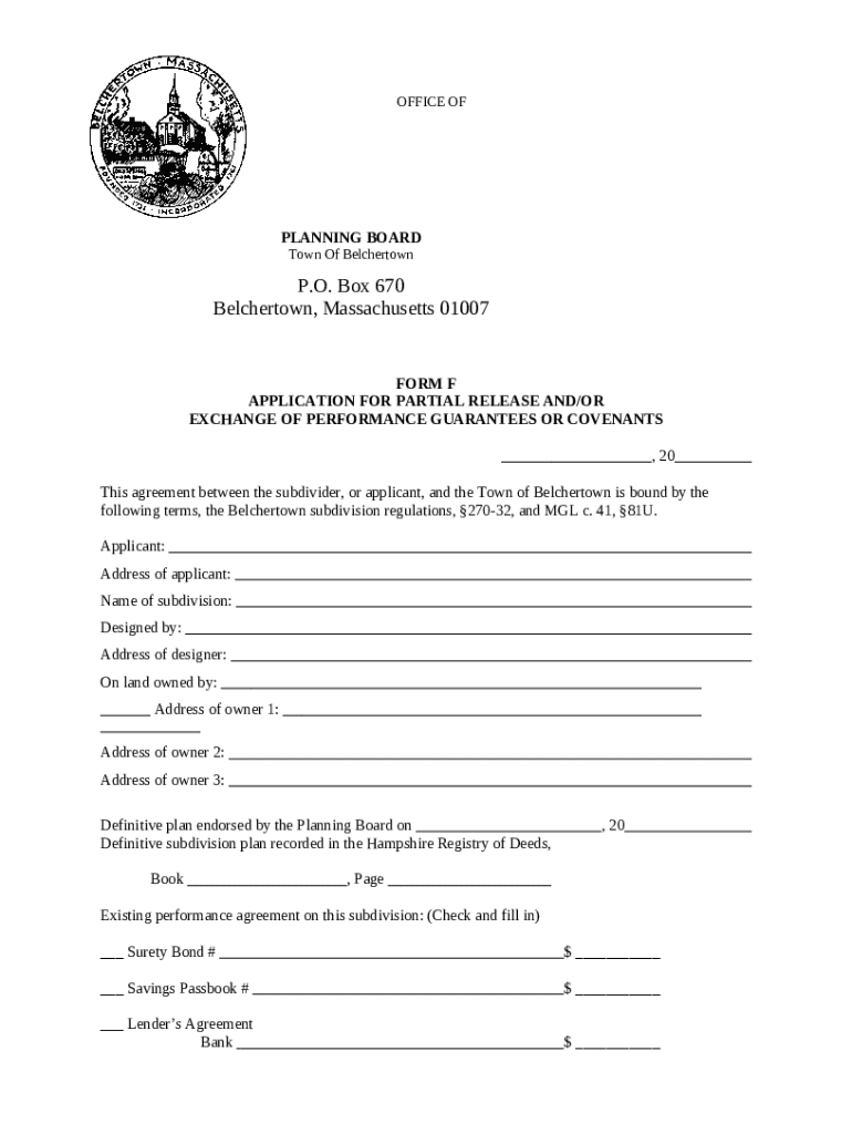 Applications and s to Belchertown, MA Doc Template pdfFiller