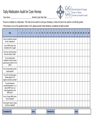 Fillable Online Daily Medication Audit for Care Homes Fax Email Print