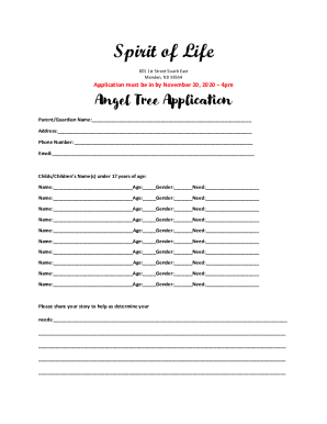 Fillable Online Angel Tree Application Fax Email Print - pdfFiller