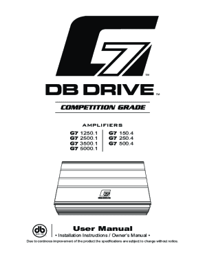 Fillable Online G7 Amplifier Manual (Final) - DB Drive Fax Email Print