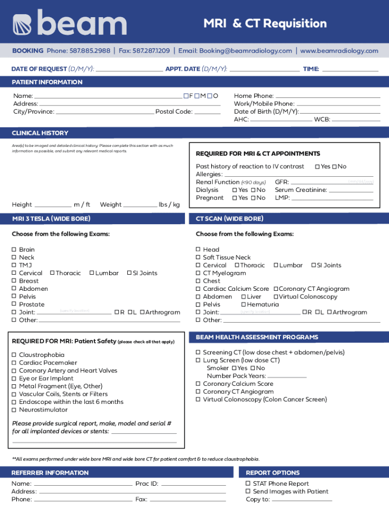 Fillable Online MRI Resonance Imaging) Cleveland Clinic Fax Email Print pdfFiller