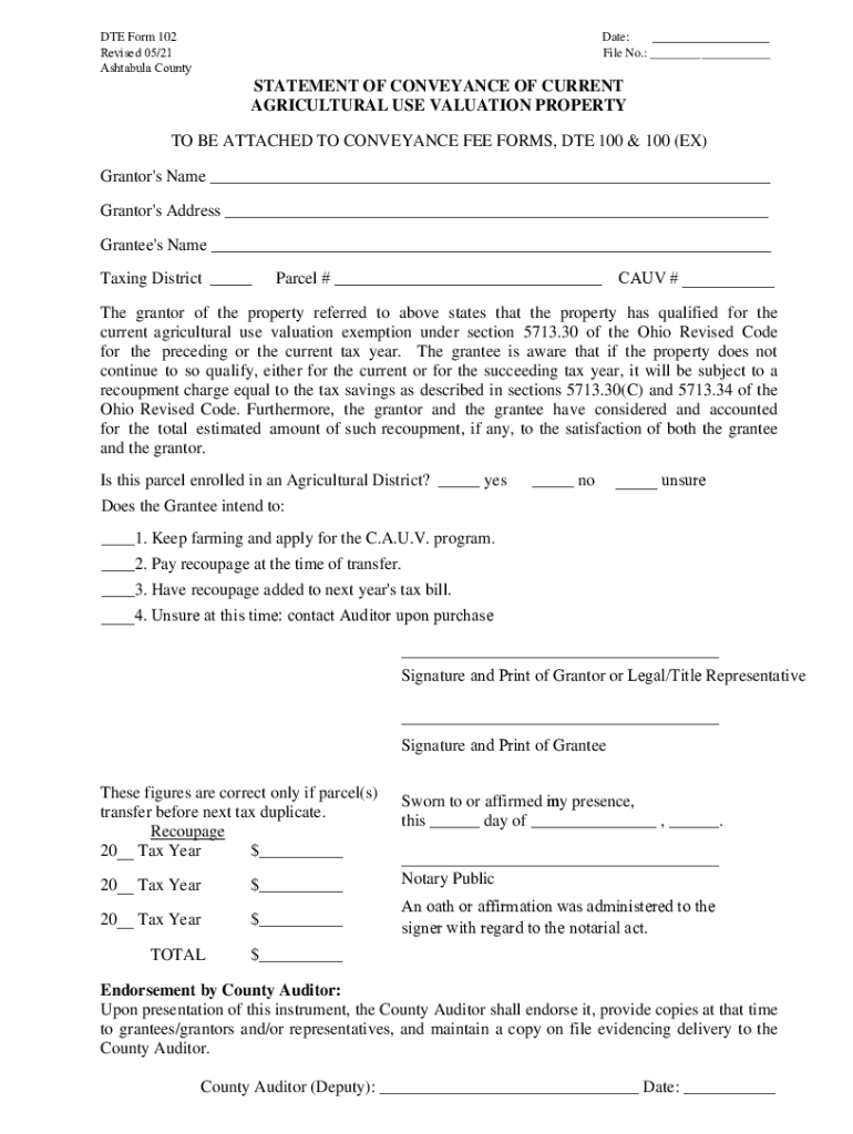 Fillable Online auditor ashtabulacounty Auditor Forms Tuscarawas