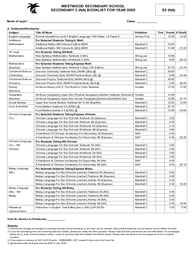 Fillable Online WESTWOOD JUNIOR HIGH SCHOOL COURSE HANDBOOK Fax