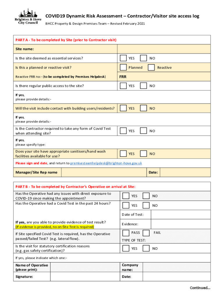 Fillable Online Risk Assessment Form Elm Grove Primary School Fax