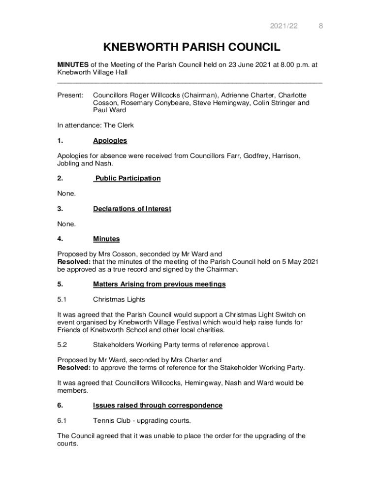 Fillable Online Knebworth Village Hall Fax Email Print pdfFiller