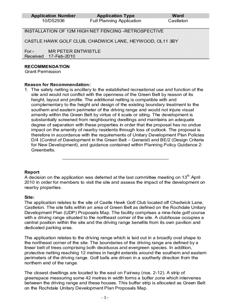 Fillable Online democracy rochdale gov Full Planning Application Fax