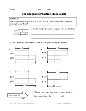 Fillable Online Tape Diagrams Practice Class Work Fax Email Print