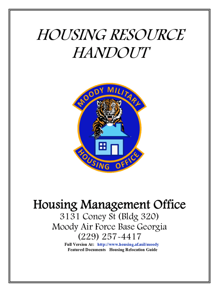 Fillable Online Moody AFB Air Force Housing Fax Email Print pdfFiller