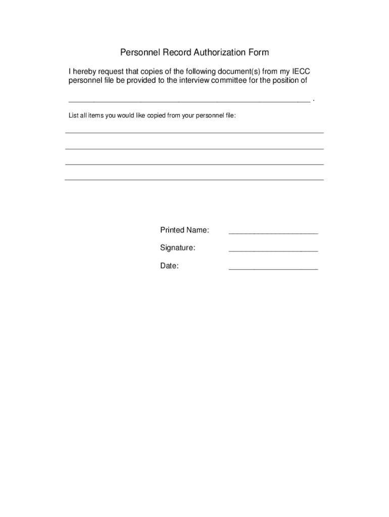 Fillable Online Employee Request/Written Authorization for Release of