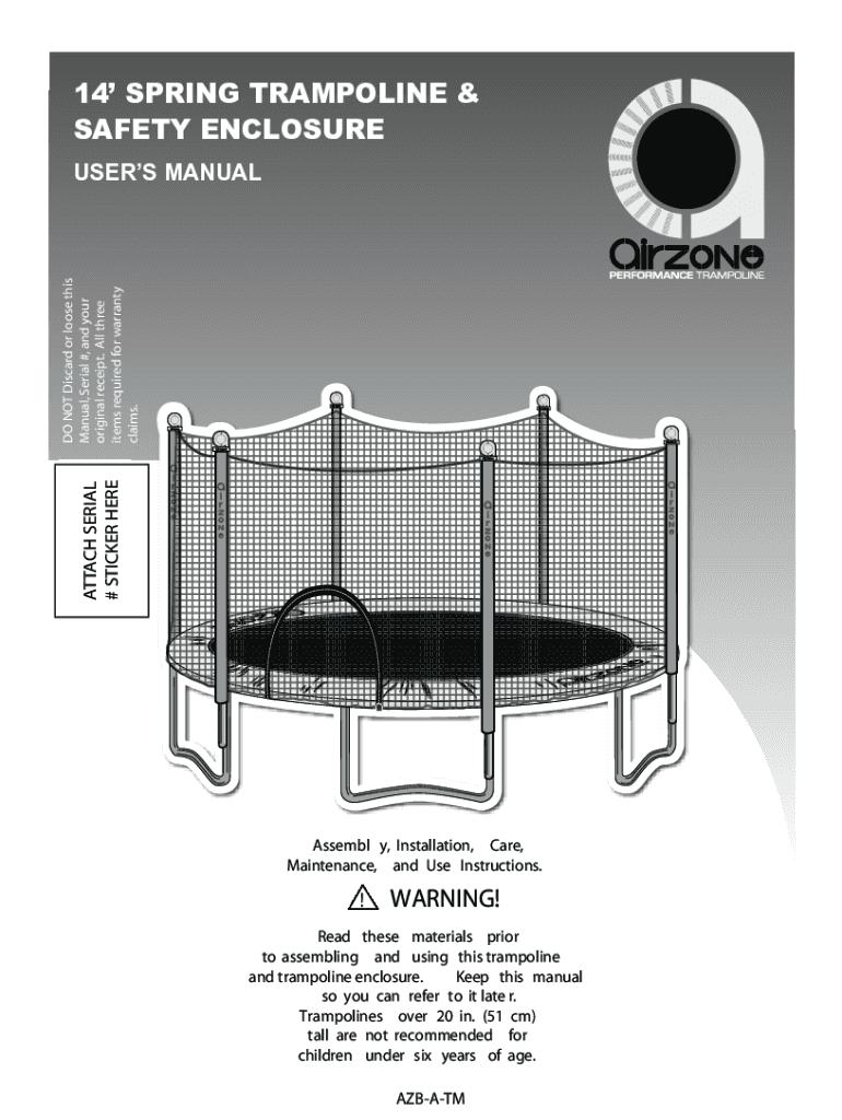 Fillable Online 14 Ft. Spring Trampoline with Safety Enclosure User
