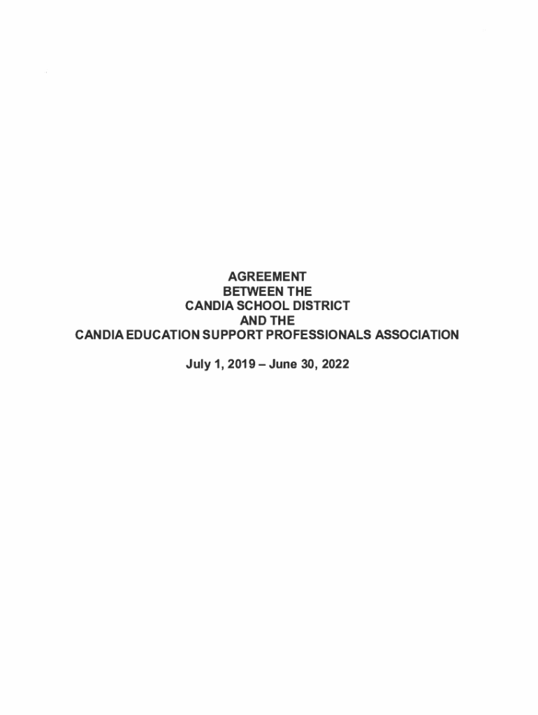Fillable Online AGREEMENT BETWEEN THE CANDIA SCHOOL DISTRICT AND Fax Email Print pdfFiller