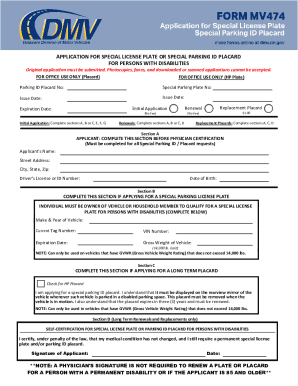 Fillable Online dmv de Disabled Persons License Plate-Placard